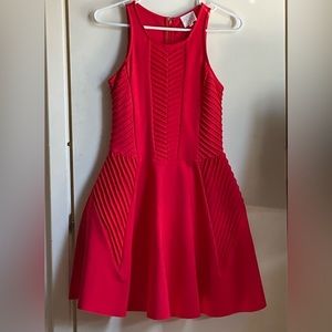 Parker Fay Ponte Pintucked Fit & Flare Red Mini Dress by Nordstrom. Size XS.